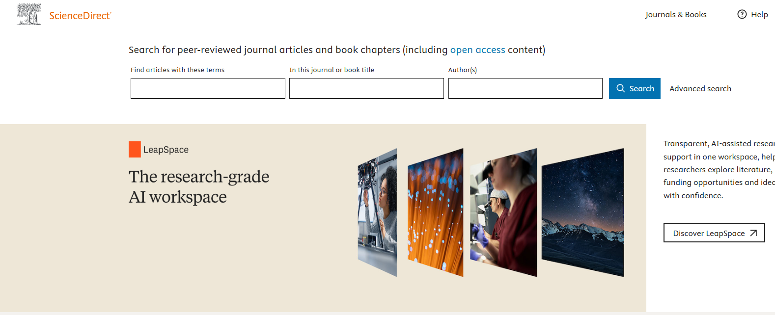 Page d'accueil de science direct