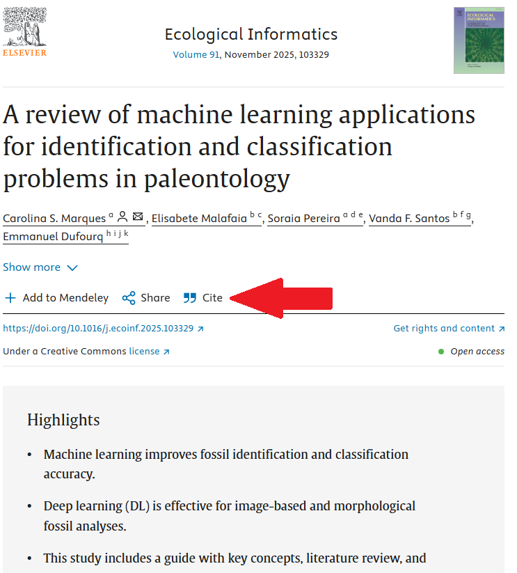Export des sources sur science direct